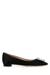 Manolo Blahnik Hangisi Fmc Crystal Buckle Satin Flats