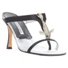 Manolo Blahnik Black Satin Koi Fish Mules