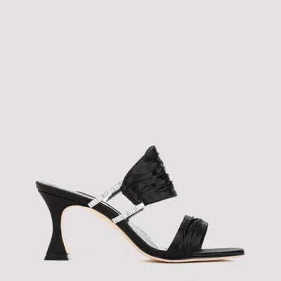 MANOLO BLAHNIK BLACK SLIP ON HEELS