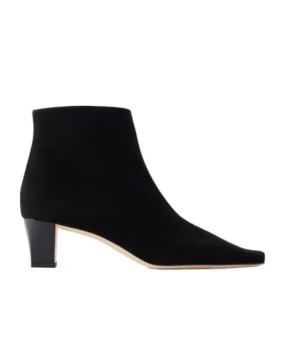 Manolo Blahnik Black Suede Ankle Boots In Animal Print