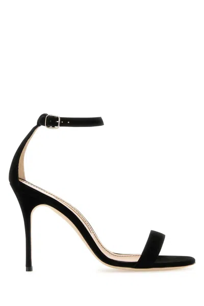 Manolo Blahnik Black Suede Chaos Sandals