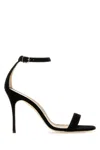Manolo Blahnik Chaos Suede Stiletto Sandals In Blck