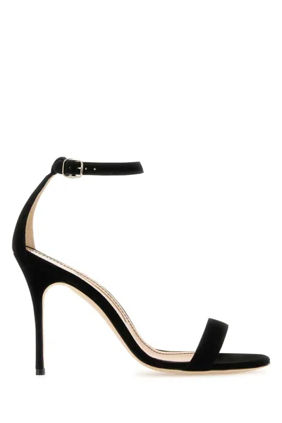 Manolo Blahnik Chaos Suede Stiletto Sandals In Black
