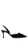 Manolo Blahnik Black Suede Maysli Pumps In Black