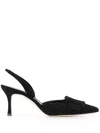 Manolo Blahnik Black Suede Maysli Pumps