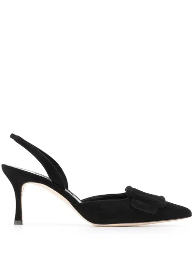 Manolo Blahnik Black Suede Maysli Pumps
