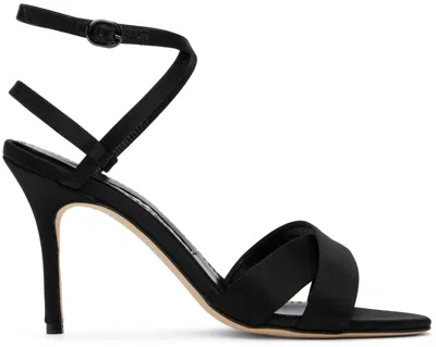 Manolo Blahnik Black Tormenfa Heeled Sandals In 15 Blck