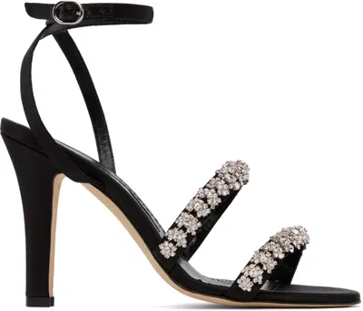 Manolo Blahnik Black Vedada Heeled Sandals In 0003 Black