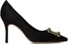 Manolo Blahnik Black Vitala Heels In 0015 Blck/993v Yoth