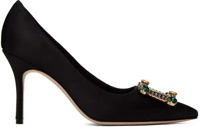 Manolo Blahnik Black Vitala Heels In 0015 Blck/993v Yoth