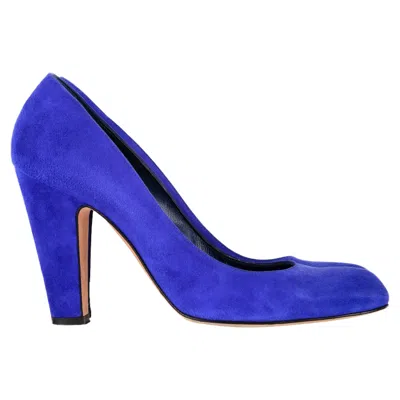 Manolo Blahnik Block Heel Pumps In Blue Suede