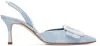 Manolo Blahnik Blue & White Mayslibi Heels In 9064/1012 Ypri/whit