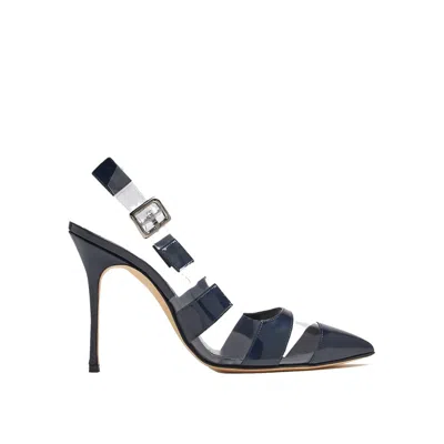 Manolo Blahnik Blue Calfskin High Heel Pumps