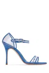 MANOLO BLAHNIK BLUE FERSON LEATHER HEELS