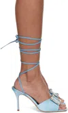Manolo Blahnik Blue Lenole Pop Fabio Satin Heels In 4535 Lblu/993w Yoth