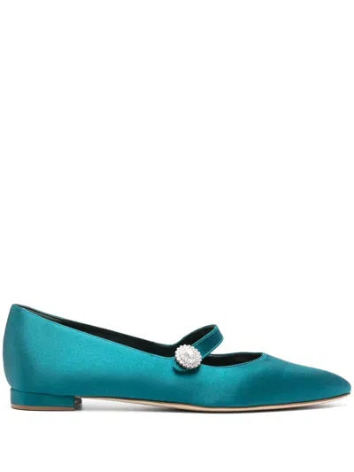 Manolo Blahnik Ballerinas Aus Satin In Dgrn Blue