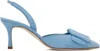 Manolo Blahnik Maysli 70 Suede Slingback Pump In 4241 Mblu