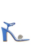 Manolo Blahnik Jewel Embellished Satin Elhob Sandals In Blue