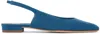 Manolo Blahnik Blue Sawra Slingback Ballerina Flats In Dblu(4054)