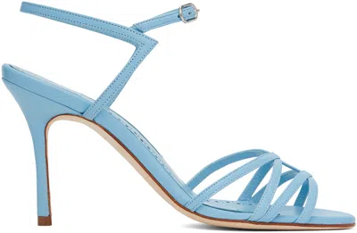Manolo Blahnik Blue Solisa Heeled Sandals In 4224 Mblu
