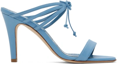 Manolo Blahnik Blue Strapped Mules In 4241 Mblu