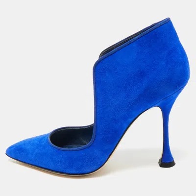 Manolo Blahnik Blue Suede Espedal Pumps