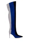 Manolo Blahnik Chicuyuhi 85mm Suede Thigh-high Boots In Blckbblulgry