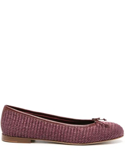 Manolo Blahnik Bordeaux Red Woven Ballerina Shoes