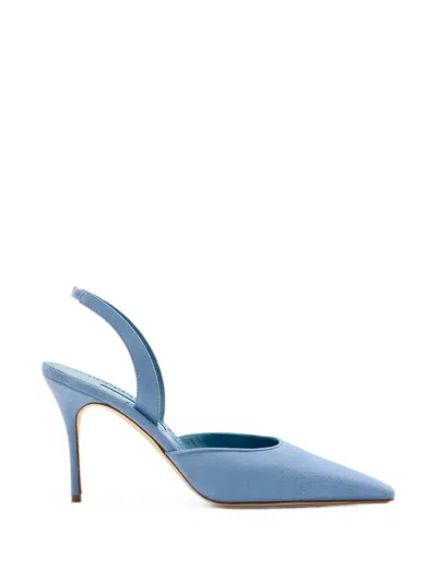 Manolo Blahnik Borelapa Pointed-toe Slingback Pumps In Blue