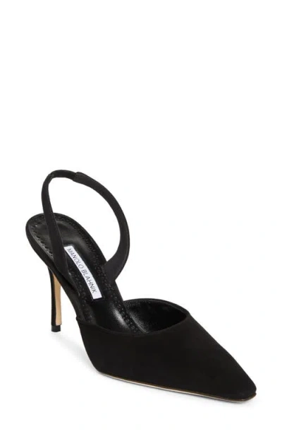Manolo Blahnik Borelapla 90 Suede Slingback Pumps In Black