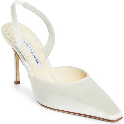 Manolo Blahnik Borelapla Slingback Pump In White