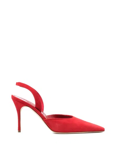 Manolo Blahnik 105mm Borelapla Satin Slingback Pumps In Red