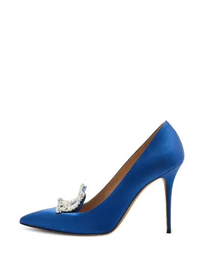 Pre-owned Manolo Blahnik Borlak Crystal-embellished Pumps In Blue