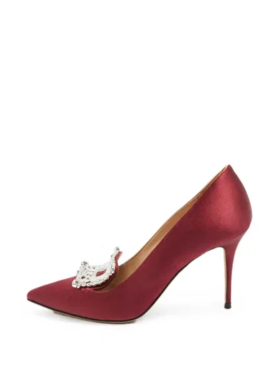 Pre-owned Manolo Blahnik Borlak Crystal-embellished Pumps In Red