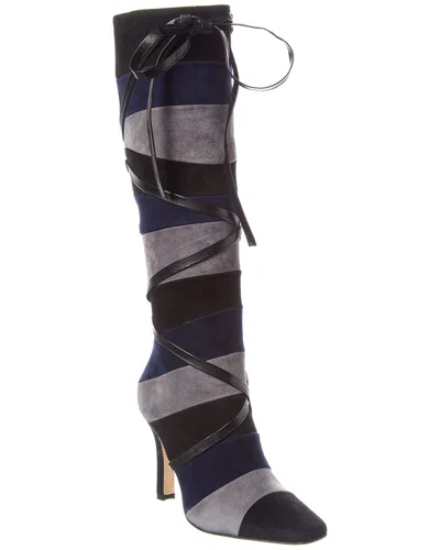 Manolo Blahnik Borneo 105 Suede Knee-high Boot In Black