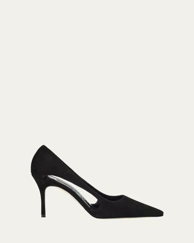 Manolo Blahnik Boukefalos Suede Cut-out Pumps In Black