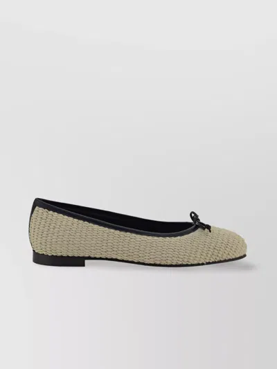 Manolo Blahnik Veralli Woven Bow Ballerina Flats In Lkha