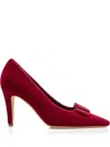 Manolo Blahnik Bow-detail Velvet Pumps In Red