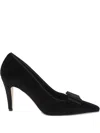 Manolo Blahnik Bow-detailing Velvet Pumps In Black