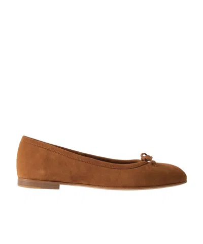 Manolo Blahnik Veralli Bow-detailed Suede Ballet Flats In Brown