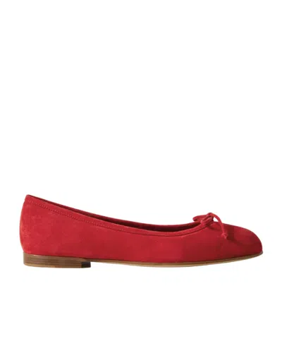 Manolo Blahnik Veralli Bow-detailed Suede Ballet Flats In Red