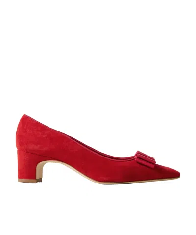 Manolo Blahnik Reador 50 Bow-detailed Suede Pumps In Red