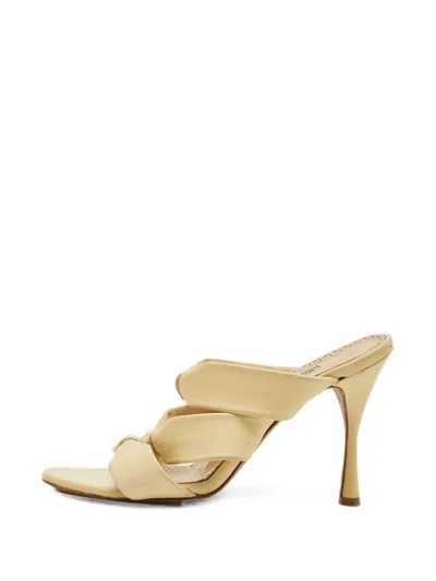 Pre-owned Manolo Blahnik Bow-effect Leather Sandals In Neutral