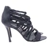 Manolo Blahnik Braided Gladiator Sandal Heels In Black Cotton In Black