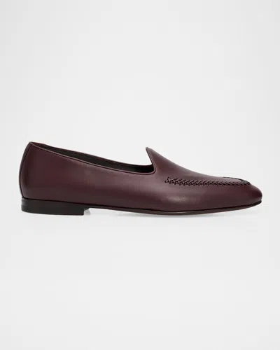 Manolo Blahnik Brera Leather Loafers In Brown