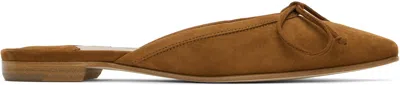 MANOLO BLAHNIK BROWN BALLERIMU SLIPPERS