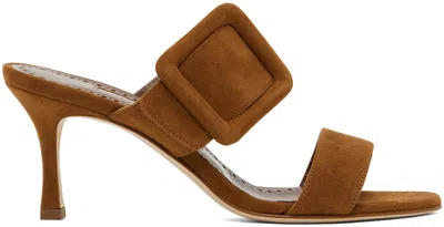 Manolo Blahnik Brown Gable Heeled Sandals In 2107 Mbrn