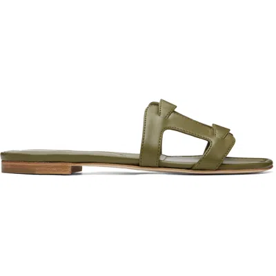 Manolo Blahnik Brown Grellanuflat Nappa Leather Flat Sandals In Green