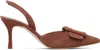 Manolo Blahnik Dark Pink Suede Maysli Pumps In Brown