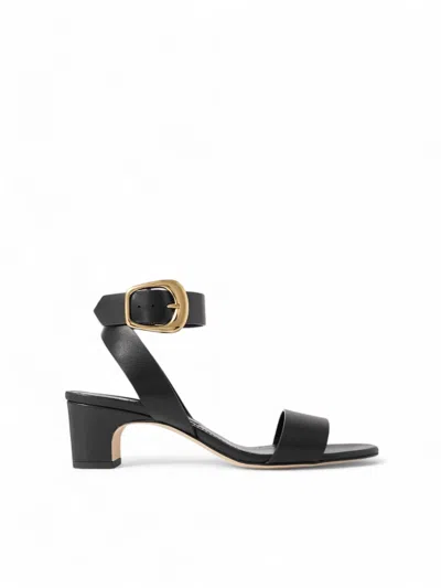 Manolo Blahnik Brutas Leather Sandal 50mm In Black
